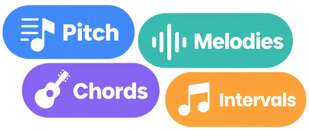 Trill training categories: pitch, melodies, chords and intervals