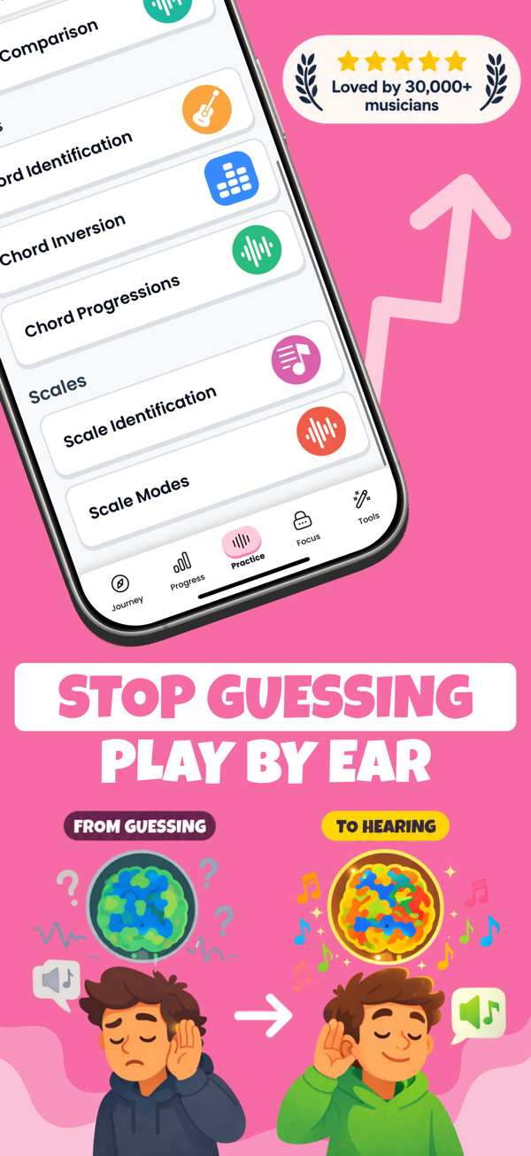Trill practice categories: chord identification, chord progressions, scales — stop guessing, play by ear